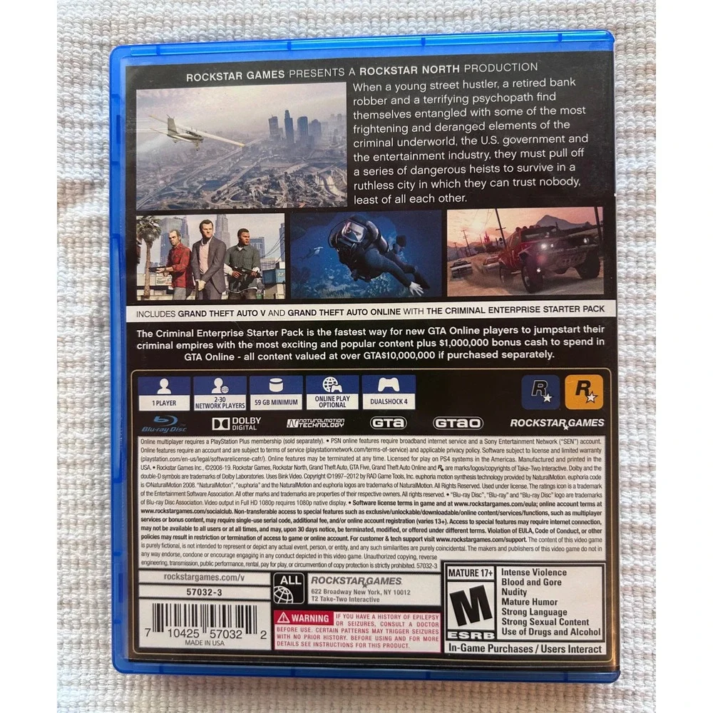 Grand Theft Auto V 5 Premium Edition PS4 PlayStation 4 Rockstar Games GTA V
